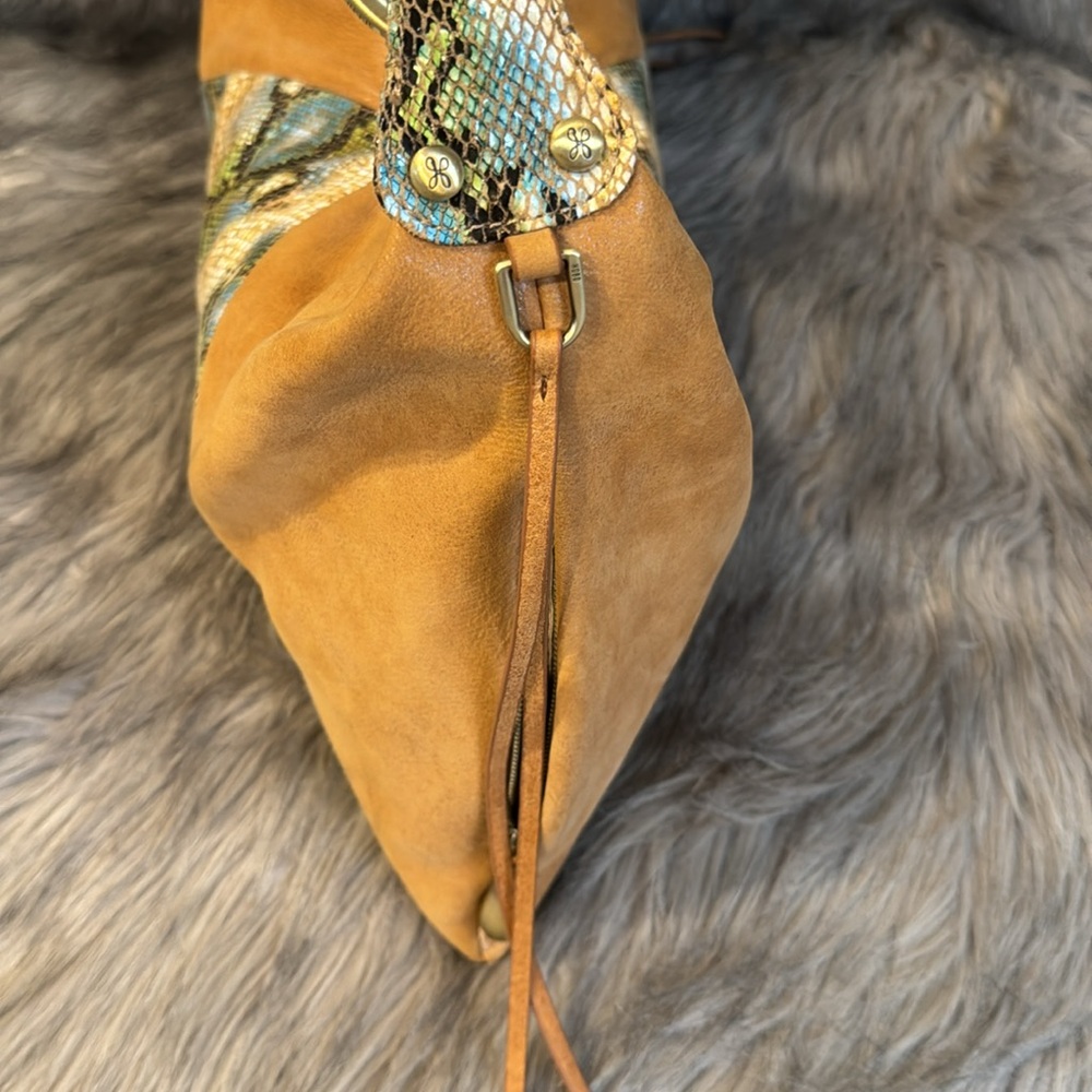 HOBO Elegant Tan and Snake Print Leather Hobo Bag - Picture 8 of 15